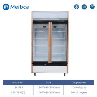 LED Light Fan Cooling 2 Door Upright Showcase